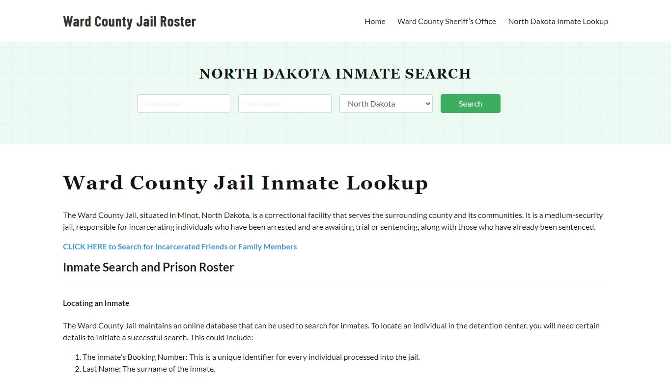 Ward County Jail Roster Lookup, ND, Inmate Search