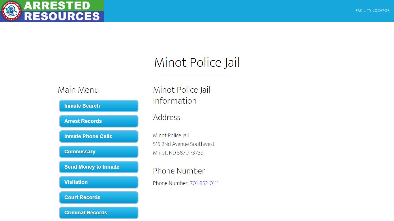 Minot Police Jail - Inmate Search - Minot, ND